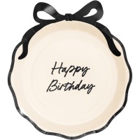 Pappteller Happy Birthday mit Schleife, Mix, 24 cm