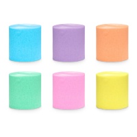 Krepppapier in Pastelltönen, 10 m - 6 Stück