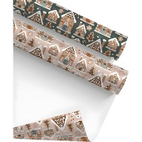 Geschenkpapier mit Lebkuchenhaus-Motiv, 2 x 0,70 m - 1 Stück
