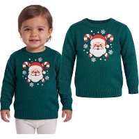 Weihnachtspullover für Babys mit Glitzer und Weihnachtsmannmotiv