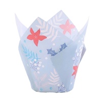 Papier Tulpen Muffinförmchen mit roten Blumen - PME - 24 Stk.