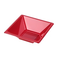 12 cm große quadratische Kunststoffschalen in 3 Farben - 12 Stück.