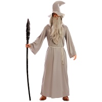 Graues Magierkostüm mit Hut für Herren