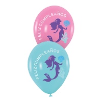 30 cm große Latexballons zum Geburtstag mit Meerjungfrau-Motiv - 6 Stück