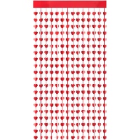 Metallisierter roter Herzvorhang, 1,90 x 1 m