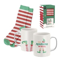 Geschenkset mit Tasse und Weihnachts-Elfsocken