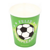 Vasos de Feliz Cumpleaños de fútbol iridiscente - 8 unidades