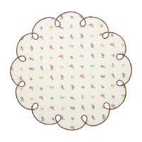Rundes Platzset (Ø 38 cm) mit Wellenkante und Blumenmuster