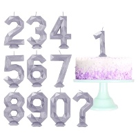 Polygonale lila Zahlkerze 8 cm - 1 Stück