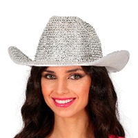 Silberner Glitzer-Cowgirl-Hut