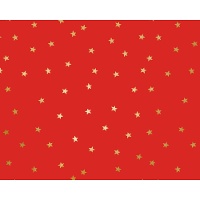 Rotes Geschenkpapier mit goldenen Sternen 2 x 0,70 m - 1 Einheit