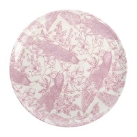 Flacher 28-cm-Teller, malvenfarben mit Blumenmotiv