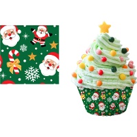 Cupcake-Förmchen mit Weihnachtsmannmotiv, 5 cm - 50 Stück