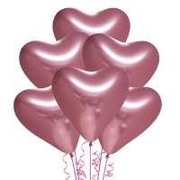 30 cm verchromte, biologisch abbaubare, herzförmige Latexballons - Nordic Balloons - 6 Stück.