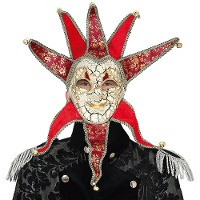 Rote und schwarze venezianische Maske für Männer