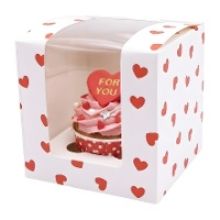 Schachtel für 1 Cupcake-Herz 12,5 x 8,7 cm - 4 Stück.