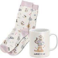 Geschenkset mit Tasse und Katzensocken