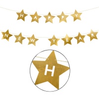 Frohes neues Jahr Kranz mit goldenen Sternen