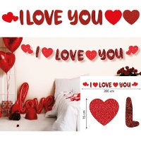 Girlande 'I love you' mit Herzen, 3 m