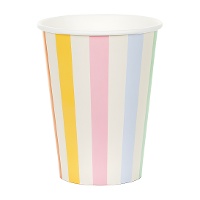 Becher mit bunten Pastellstreifen, 400 ml - 6 Stück