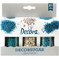 Set mit verschiedenen Sprinkles in Silber und Blau - 85 g