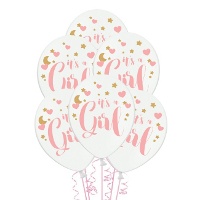 It's Boy/Girl pastellfarbene weiße Latexballons 30 cm - PartyDeco - 6 Stück