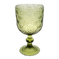 Graviertes grünes Kristallglas, 360 ml