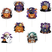 Gemischte Halloween-Cupcake-Picks, 6 x 9 cm - Dekora - 48 Stück