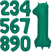 Flaschengrüner Nummernballon, 86 cm - PartyDeco - 1 Stück