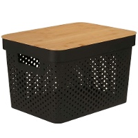 Kasten mit den Maßen 36 x 26 x 22 cm mit Belüftungslöchern und Bambusdeckel - 1 Einheit