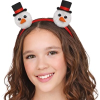Weihnachtlicher Haarreif mit zwei Schneemännern