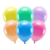 Regenbogen Metallic Latex Ballons 23cm - PartyDeco - 100 Stück