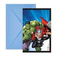 Einladungskarten Los Vengadores - Blau, 6 Stück