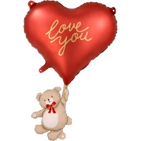 Roter Herzballon mit Teddybär 'Love You'