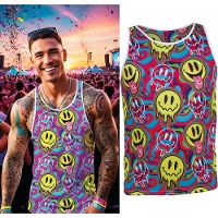 Psychedelisches Acid-Smiley Tanktop für Herren