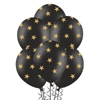 Latex Luftballons mit goldenen Sternen 30 cm - PartyDeco - 50 Stk.