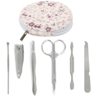 Rundes Maniküre-Set mit Blumenmuster - 7 Teile