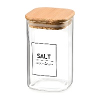 Borosilikatglas-Behälter 1,2 L mit Bambusdeckel Salt