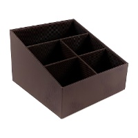 18 x 18 x 12 cm quadratischer Organizer aus Kunstleder - 5 Fächer
