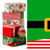 Geschenkbox für Süßigkeiten, Elfendesign, 18 x 13,5 x 7,5 cm - Decora