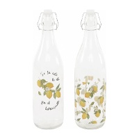 1-L-Glasflasche mit Zitronenmotiv - 1 Stück