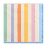 Pastellgestreifte Servietten 16,5 x 16,5 cm - 20 Stück
