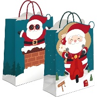 Geschenktüte 23 x 18 x 10 cm mit Weihnachtsmann - 1 Stück