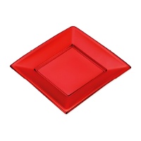 17 cm große quadratische Metallteller aus Kunststoff - 4 Stück.