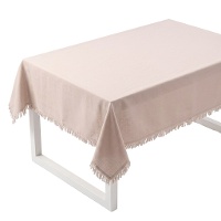 Tischtuch 1,45 x 1,40 m aus Naturstoff mit Fransen