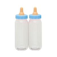 Dekorative blaue Plastikflasche 13 x 4 cm - 2 Stück