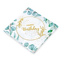 Geburtstagsservietten mit floralem Happy Birthday Design, 16,5 x 16,5 cm - 12 Stück