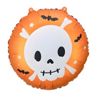 Runder Ballon mit Totenkopf und Fledermäusen 45 cm - PartyDeco
