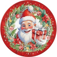Weihnachtsteller mit Weihnachtsmann, 23 cm - 6 Stück