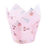 Papier-Tulpen-Kapseln für Muffins rosa Blumen - PME - 24 Stück